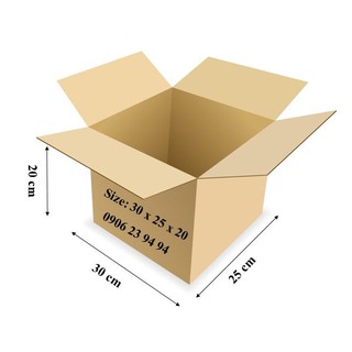 Size: 30x25x20 - Hộp carton, Hộp đóng hàng, hộp giấy đóng hàng