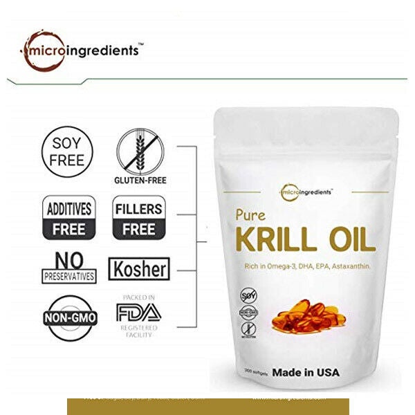 Viên Dầu Krill Oil Hỗ Trợ Tăng Trí Nhớ, Sáng Mắt MICRO INGREDIENTS KRILL OIL 300 VIÊN