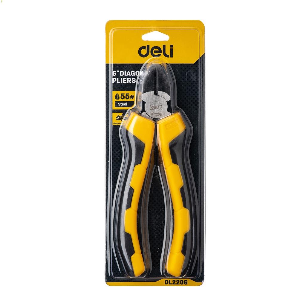 Kìm Cắt Dây Điện Deli Cao Cấp Chính Hãng - Chất Liệu Thép Cacbon Siêu Bền - Tay Cầm Chống Trượt Tiện Dụng - EDL2206 .