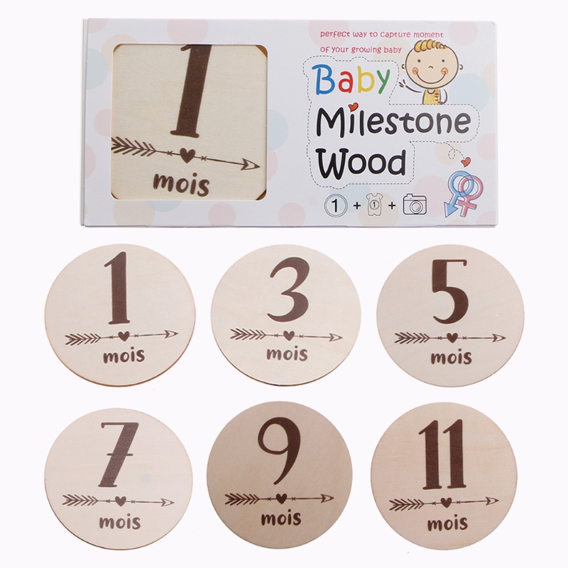 Set 6 Tấm Thẻ Đánh Dấu Cột Mốc Phát Triển Theo Tháng Làm Phụ Kiện Chụp Ảnh Cho Bé Sơ Sinh