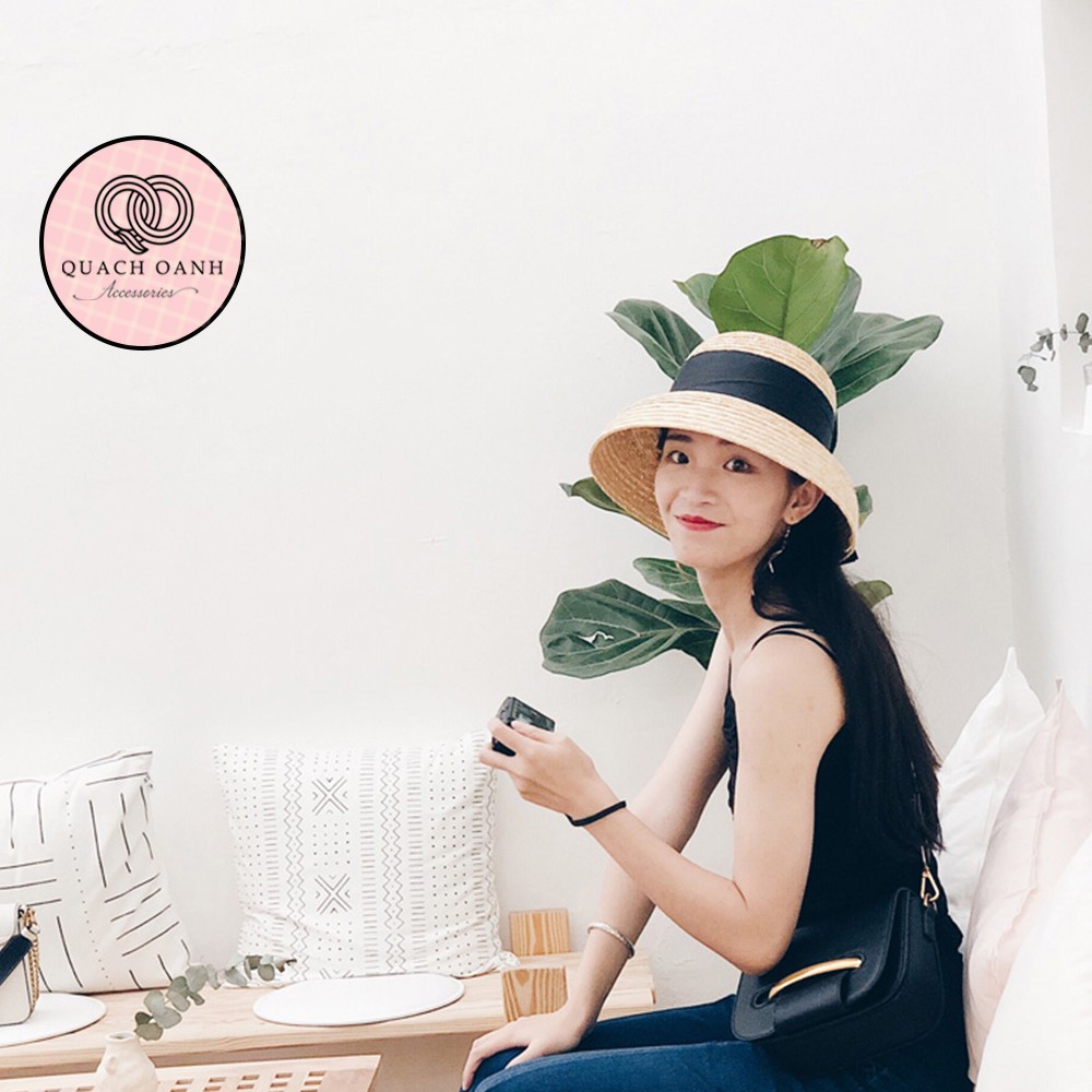 Mũ cói mềm, nón cói đi biển chuông lồng đèn phong cách vintage chống nắng – MC27