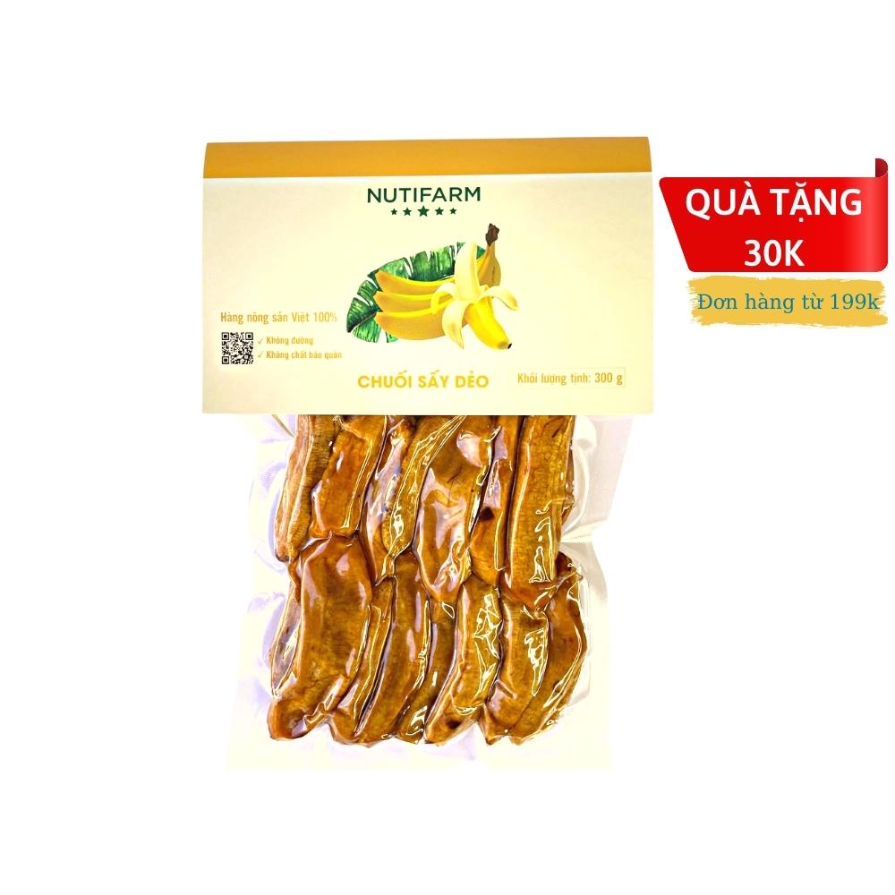 Chuối sấy dẻo không đường 300gr NutiFarm trái cây sấy đặc sản đà lạt