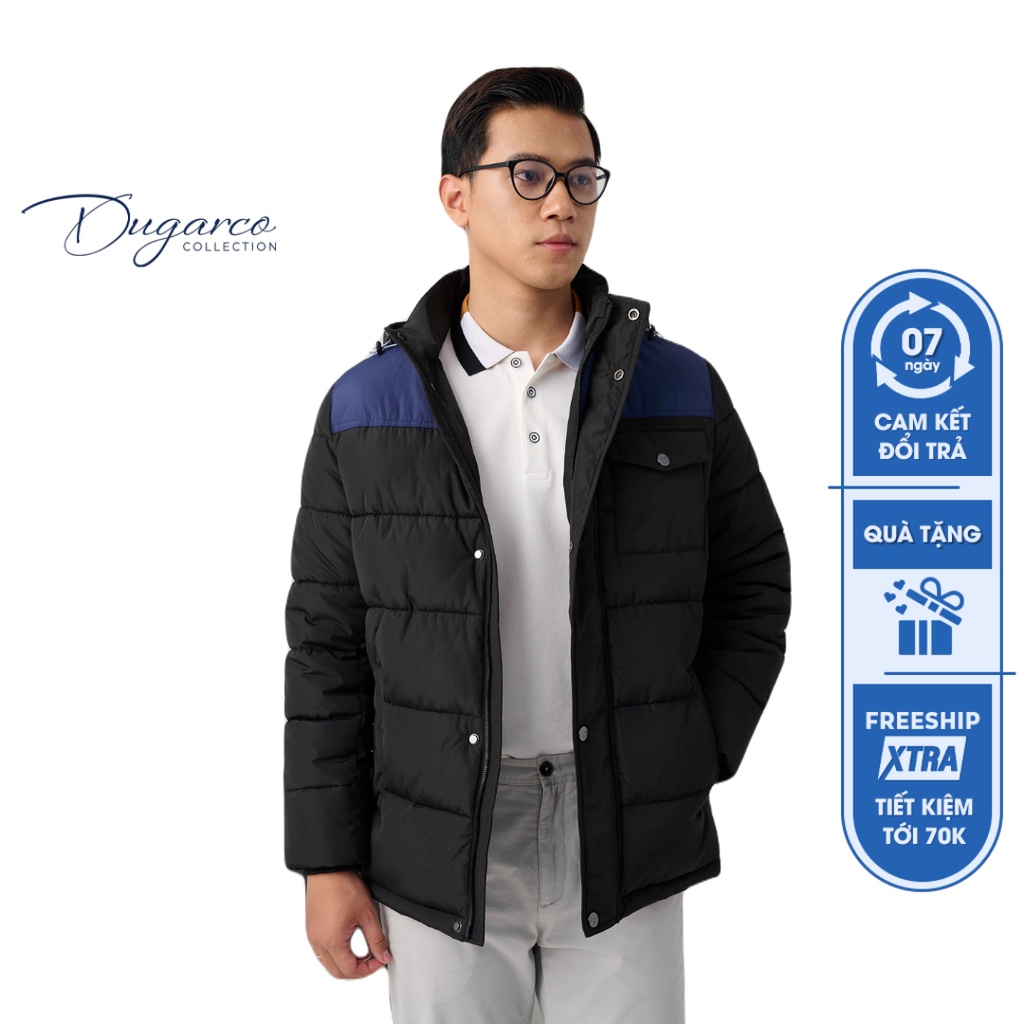 Áo khoác phao DUGARCO nam 3 lớp mũ rời siêu nhẹ cao cấp tính năng trượt nước 228JK22078
