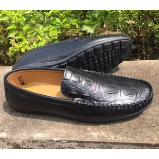 Giầy nam lười vân cá sấu