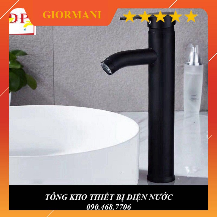 Vòi lavabo, Vòi chậu rửa mặt nóng lạnh cao cấp màu đen SNL39 tăng dây cấp nước inox