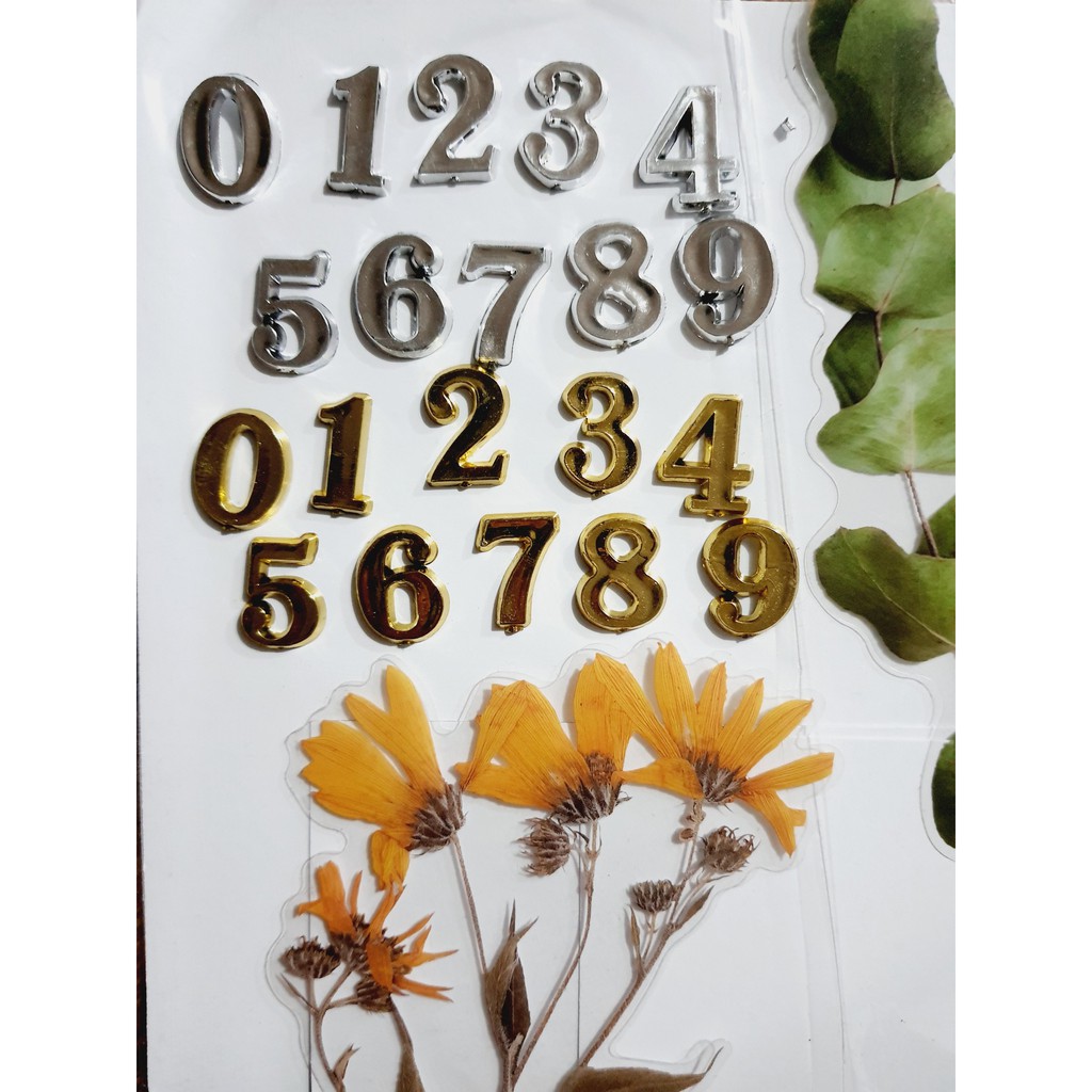 D.I.Y số màu kim loại trang trí khung 3D ,từ 0 đến 9. cao 2cm