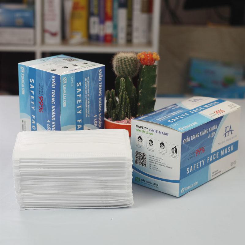 Khẩu Trang Y Tế 4 lớp chống bụi/ khuẩn thoáng khí làm từ vải không dệt màu xanh xám | BigBuy360 - bigbuy360.vn