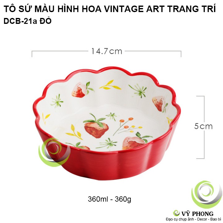 TÔ SỨ MÀU HÌNH HOA VINTAGE LIVING ART TÔ SỨ NHẬT TRANG TRÍ BẾP CHỤP HÌNH ĐẠO CỤ CHỤP ẢNH SẢN PHẨM INS DCB-21