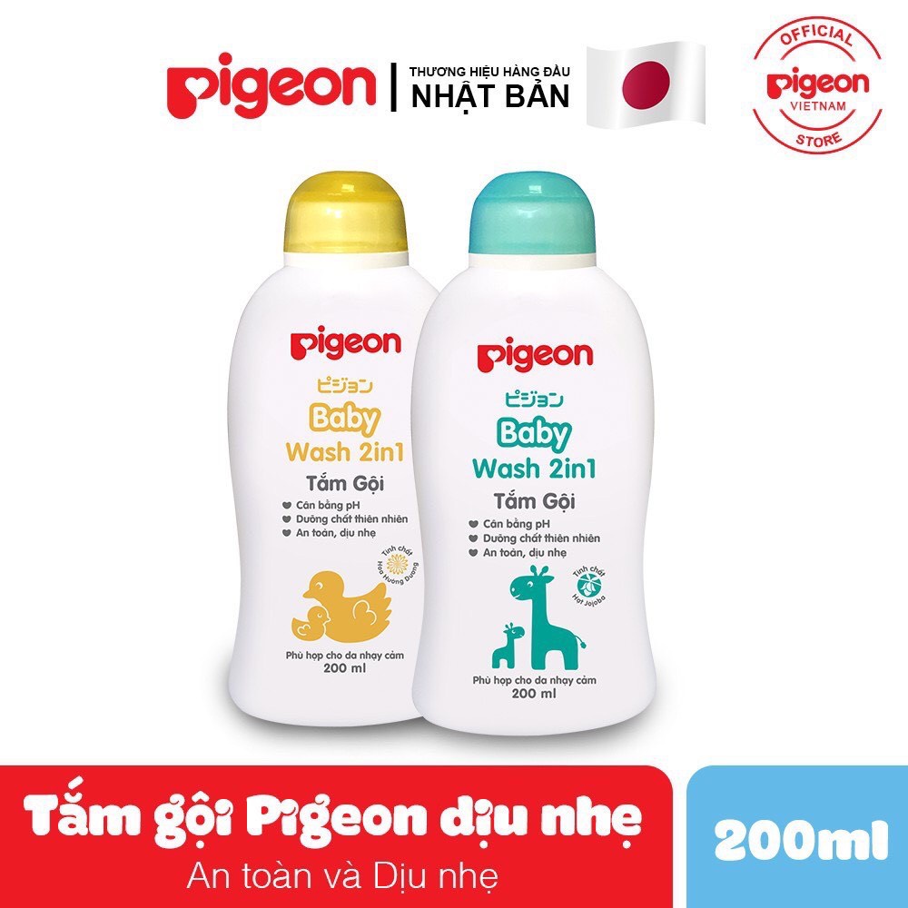 (Xả kho hàng) Sữa tắm gội Pigeon 2in1 cho bé Không gây kích ứng da 200ml