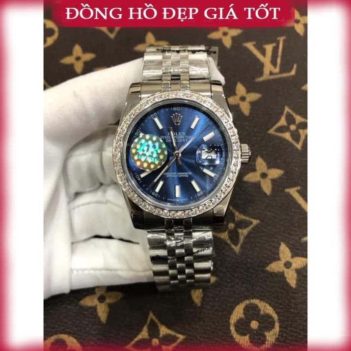 Đồng hồ Nam Ro-lex máy nhật mặt xanh day date số gạch 41mm dòng cơ Automatic