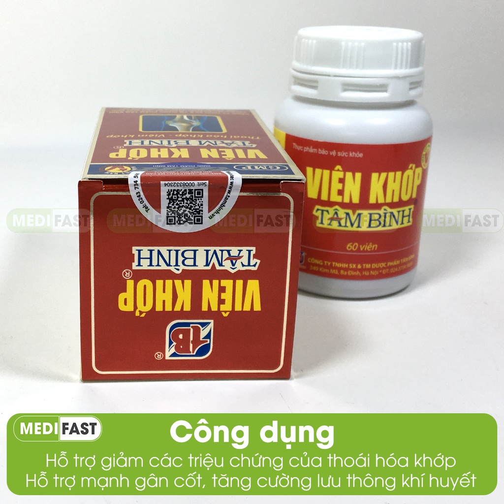 Viên Khớp Tâm Bình - Hộp 60 viên - Hỗ trợ giảm thoái hóa khớp từ thảo dược