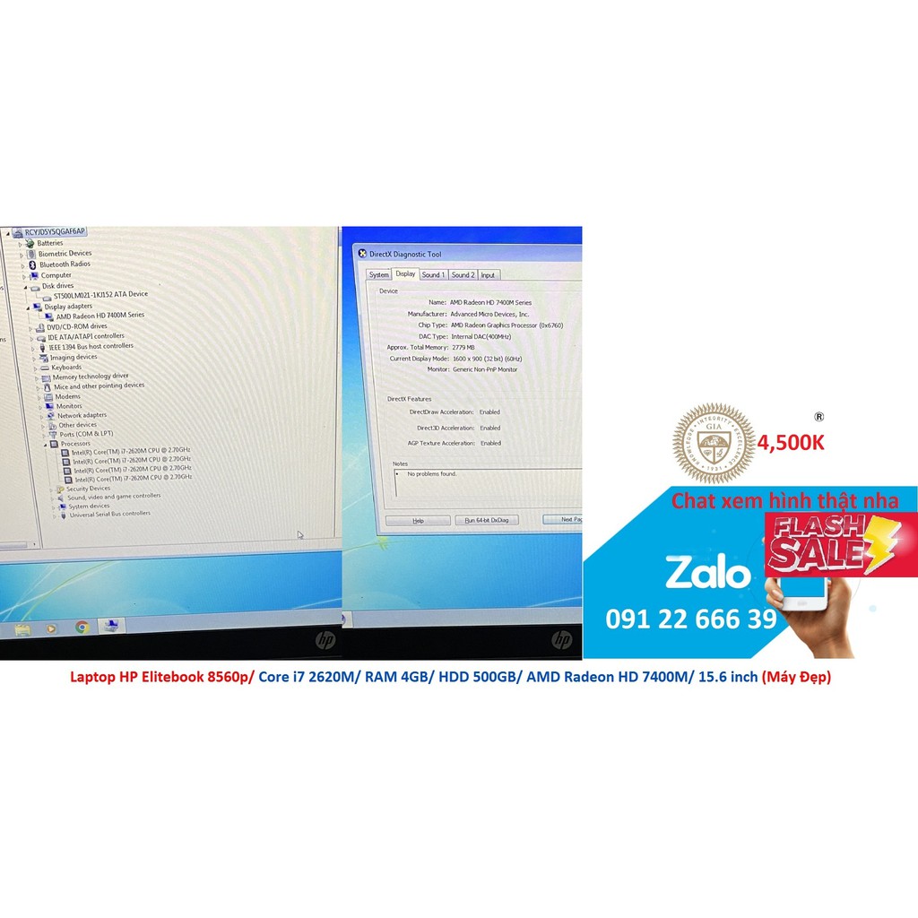 Laptop HP Elitebook 8560p/ Core i7 2620M/ RAM 4GB/ HDD 500GB/ AMD Radeon HD 7400M/ 15.6 inch (Máy Đẹp) | BigBuy360 - bigbuy360.vn