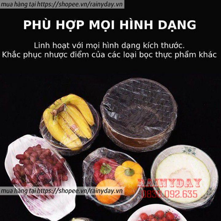 Túi 100 màng bọc thực phẩm con gấu có bo chun co giãn nilon PE, Mũ chùm đầu khi tắm trùm tóc chụp đa năng