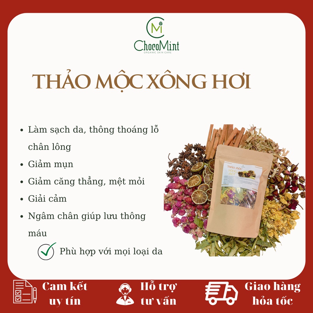 Set 8 gói xông mặt thảo mộc thải độc, làm sạch da, ngăn ngừa mụn handmade