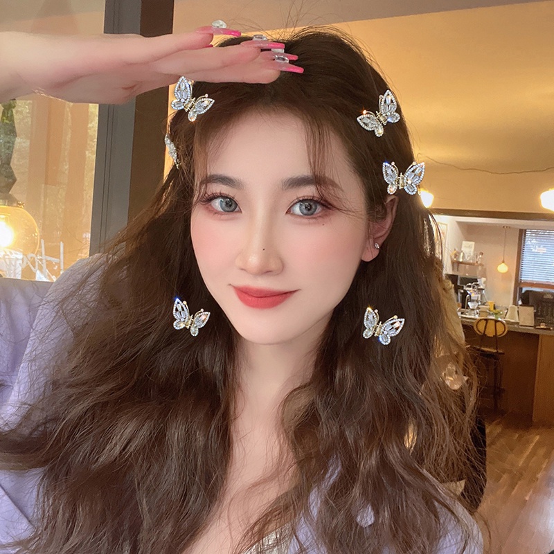 Kẹp Tóc Hình Bướm Đính Đá Zircon Lấp Lánh Phong Cách Hàn Quốc Thanh Lịch Dành Cho Nữ