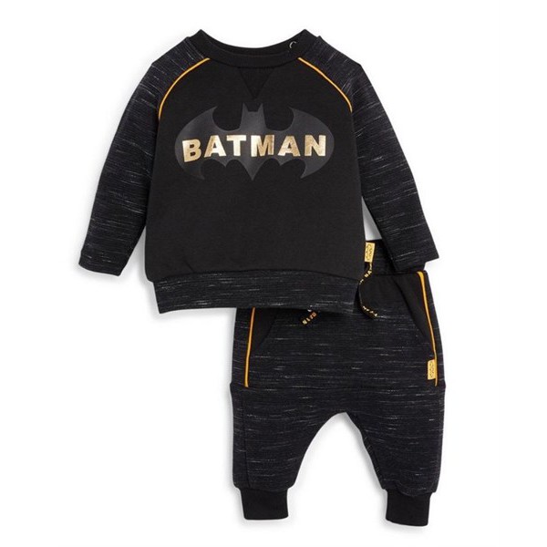 Bộ lót nỉ HM BATMAN nhũ vàng màu đen 18m-6y