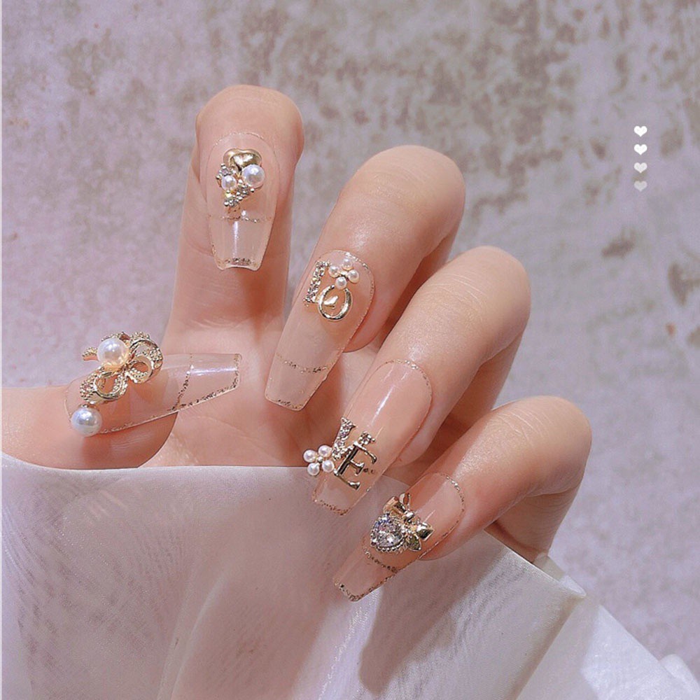 [Hàng mới về] Hạt Phụ Kiện Trang Trí Móng Tay Hình Nơ / Ngọc Trai / Đá Zircon Đa Dạng Phong Cách 3D Quyến Rũ Sành Điệu