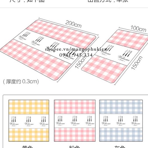 Thảm picnic dã ngoại  ( thảm du lịch 2 lớp có quai xách ) | BigBuy360 - bigbuy360.vn