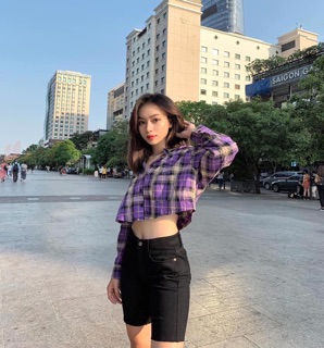 Quần biker short trơn lai cắt