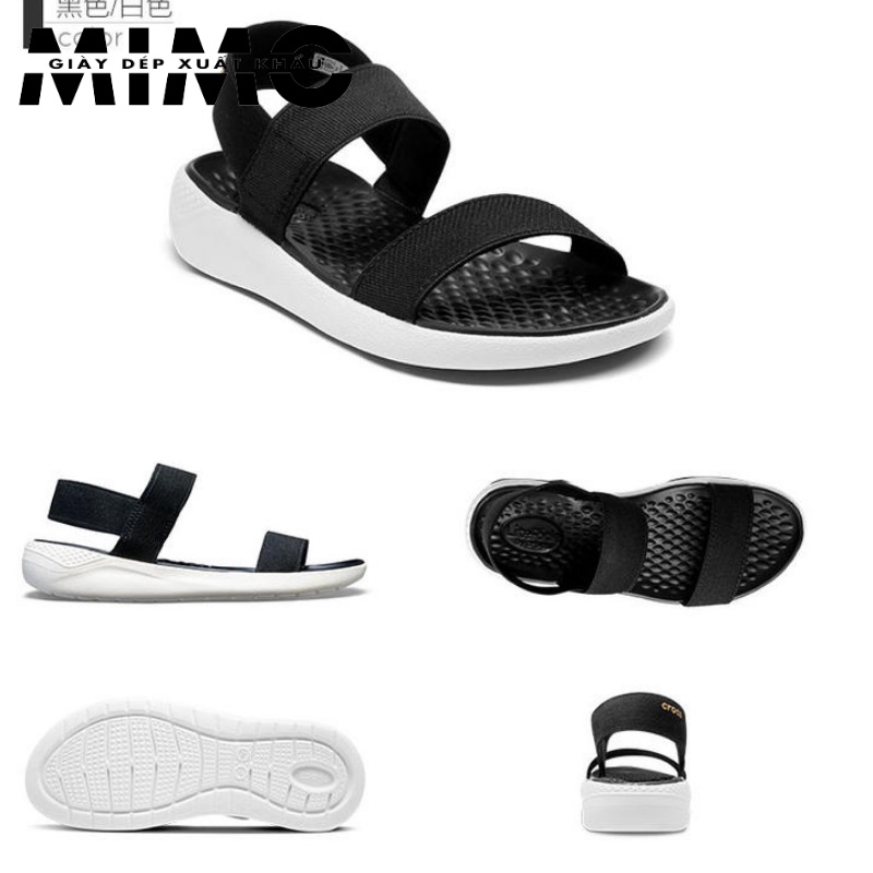 Sandal Cross Literide, xăng đan nữ thời trang màu đen đế trắng cực êm nhẹ, bền đẹp