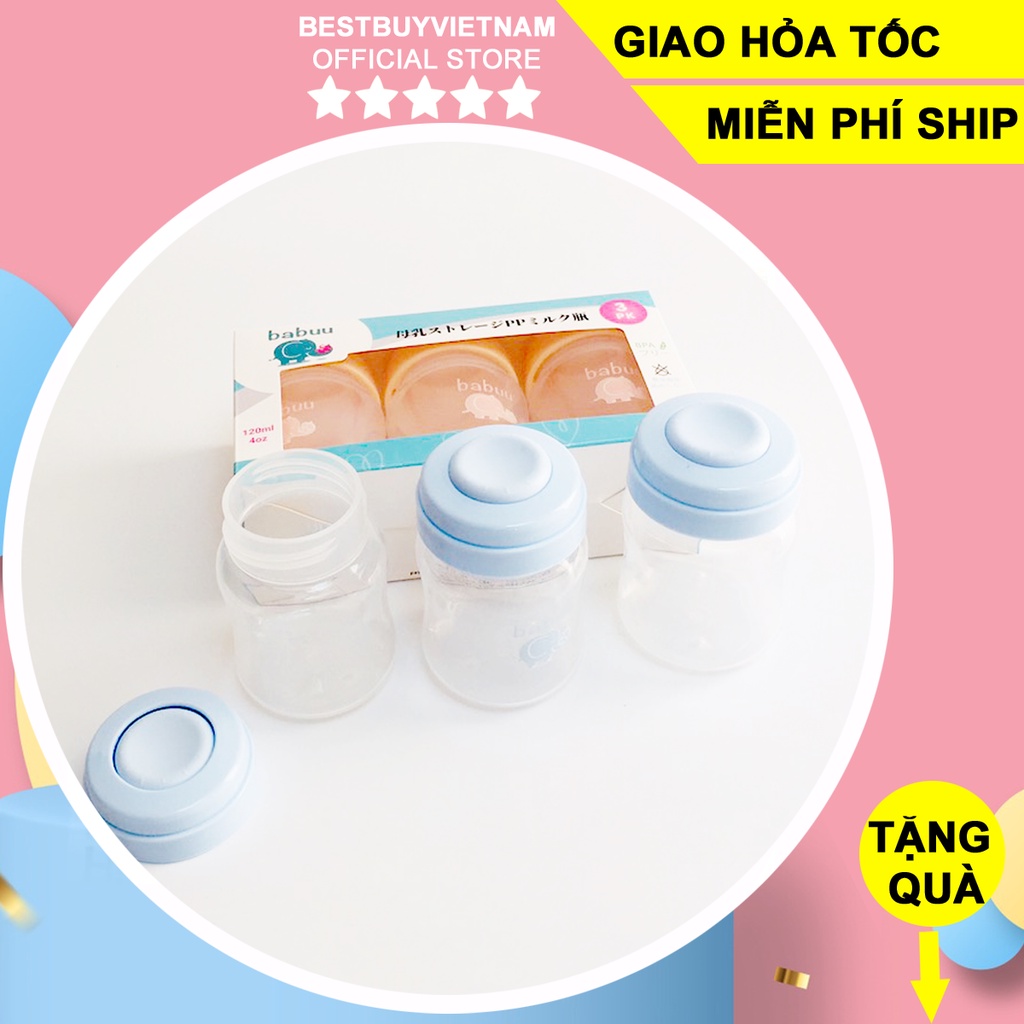 Bộ 3 bình trữ sữa Babuu Baby Nhật Bản