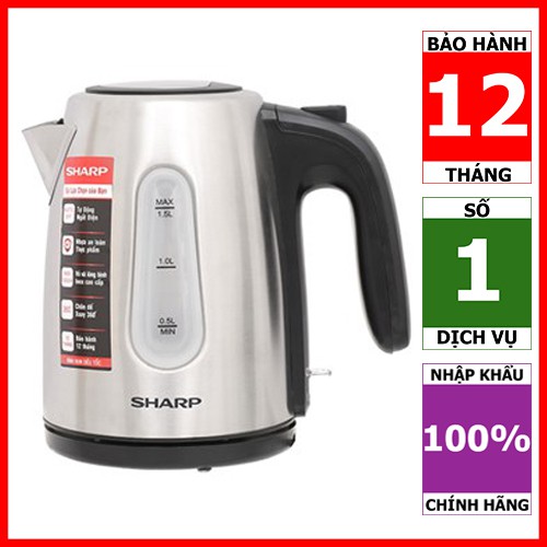 [Mã ELMSBC giảm 8% đơn 300K] EKJ-15EVS-ST | Ấm siêu tốc Sharp EKJ-15EVS-ST 1.5 lít (Hàng chính hãng)