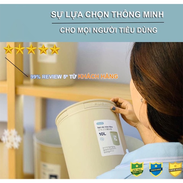 Sọt Rác Tròn Hiro INOCHI Có Mắc Cài Túi Tiện Dụng 5L - 10L - 15L