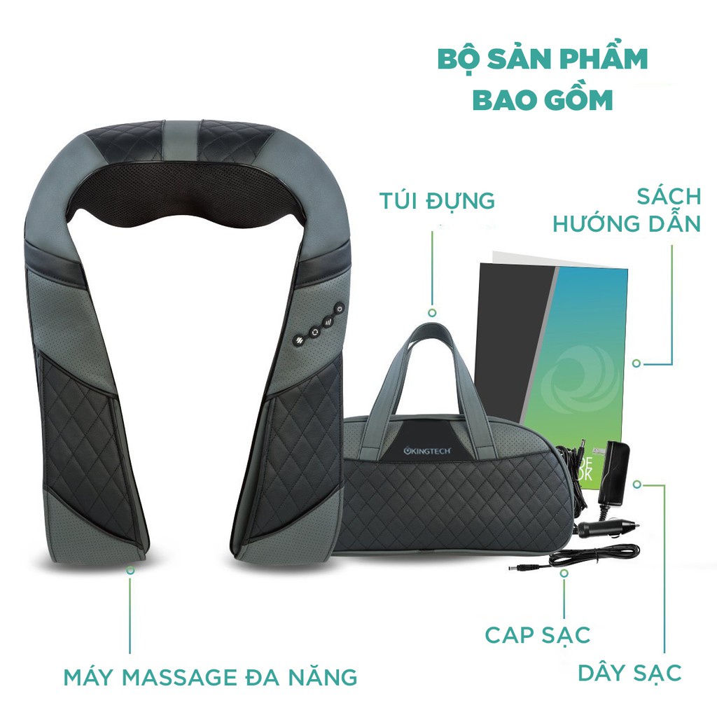 Máy Massage Cổ Vai Gáy Chuyên Sâu KINGTECH KS-460,  Chức Nhiệt Hồng Ngoại, Xoay Đảo Chiều - Hàng Chính Hãng