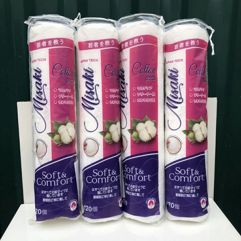 Bông tẩy trang cao cấp Misaki nhập khẩu nhật bản với thành phần 100 cotton tự nhiên