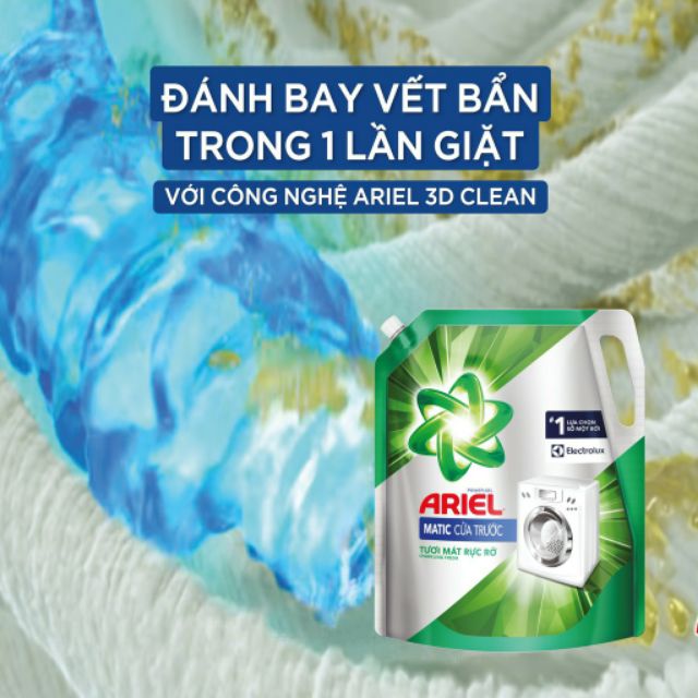 Nước giặt Ariel Matic cho máy giặt cửa trước túi 1,85kg hương tươi mát