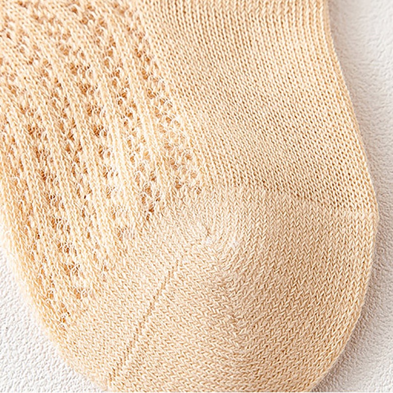 Vớ lưới mỏng thoáng khí màu trơn đính nơ dễ thương cho bé gái 0-3 tuổi