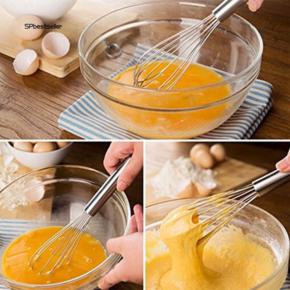 Dụng cụ đánh trứng cầm tay bằng thép không gỉ 8/10/12&quot; tiện dụng