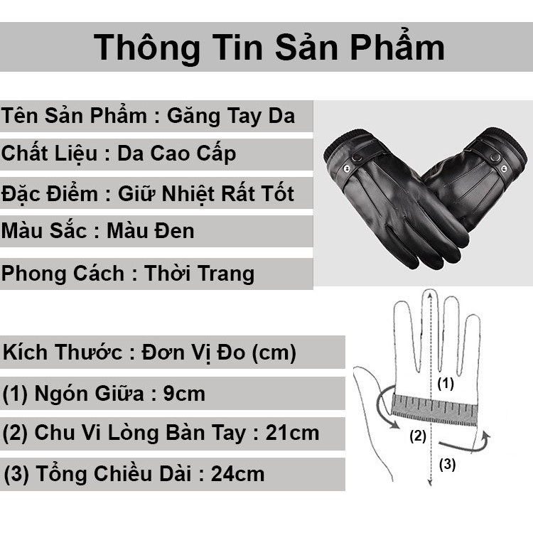 Găng tay chống lạnh da nam lót nĩ bên trong chất liệu chống nước lái xe siêu mượt cảm ứng tốt [GT 225]