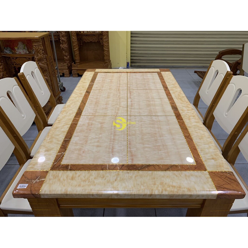 Bộ bàn ăn hiện đại Neva 6 ghế bàn đá FUBBA6136V