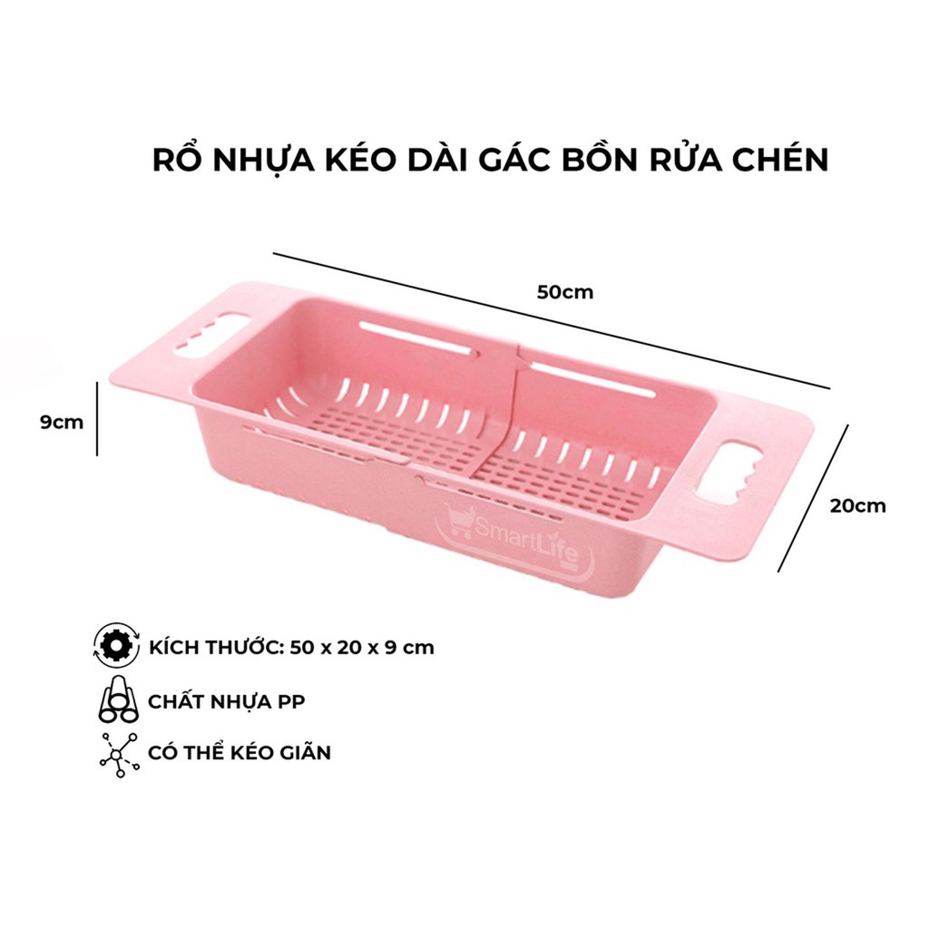 Rổ gác bồn rửa bát thông minh gấp gọn, khay nhựa đa năng có thể điều chỉnh kích thước gài bồn rửa chén siêu tiện dụng