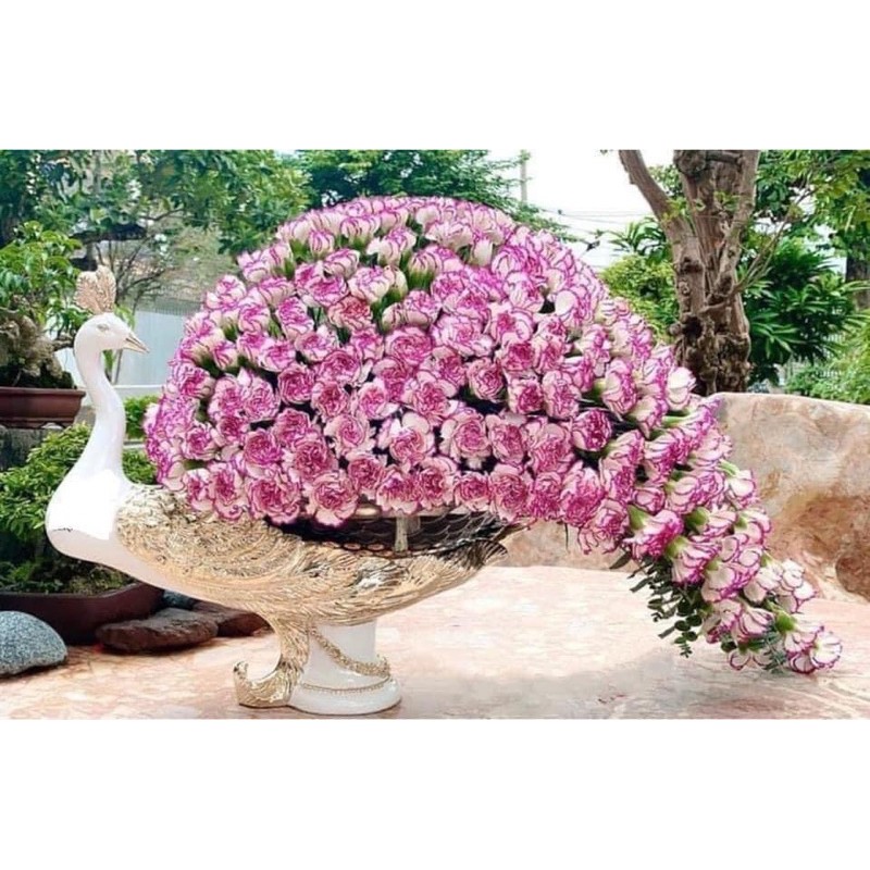 khay đựng hoa quả cắm hoa con Công
