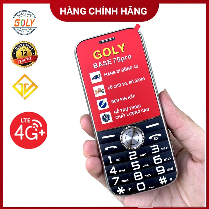 Điện thoại Goly base 75 Pro 4G,màn hình lớn,cỡ chữ to,đèn pin kép - Hàng chính hãng