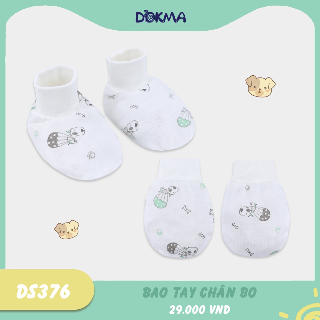 DS376 Set bao tay, bao chân sơ sinh cotton họa tiết Dokma