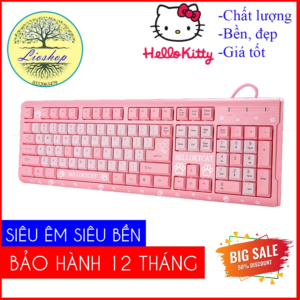 [CUTE] Bàn Phím Hồng Hello Kitty, giả cơ Siêu Êm Siêu Bền Siêu Nhẹ