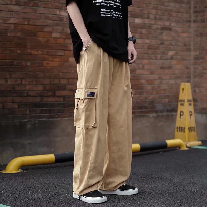 [M-3XL] Quần Ống Rộng Nhiều Túi Phong Cách Hip Hop Đường Phố Hàn Quốc Cho Nam
