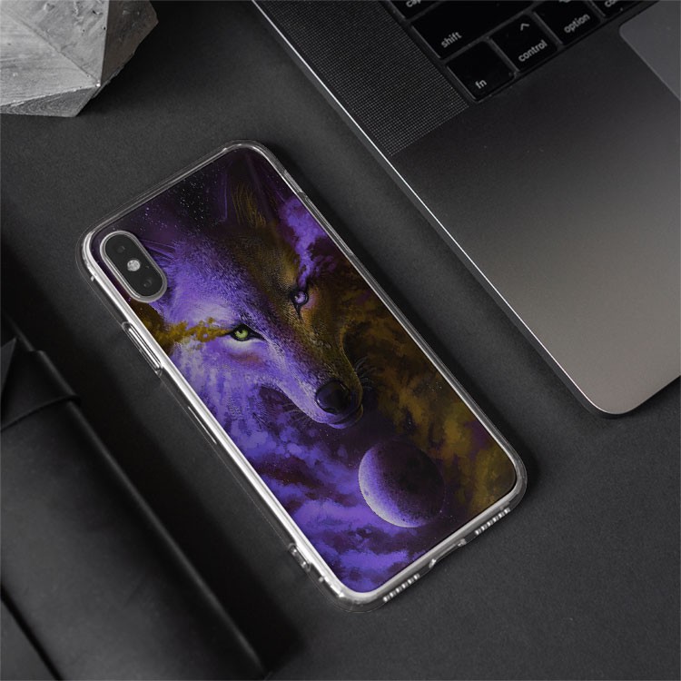 Ốp Lưng  hình họa ốp chó sói đêm trăng biến màu cực đẹp dành cho Iphone 5 đến 12 promax WOL20210056