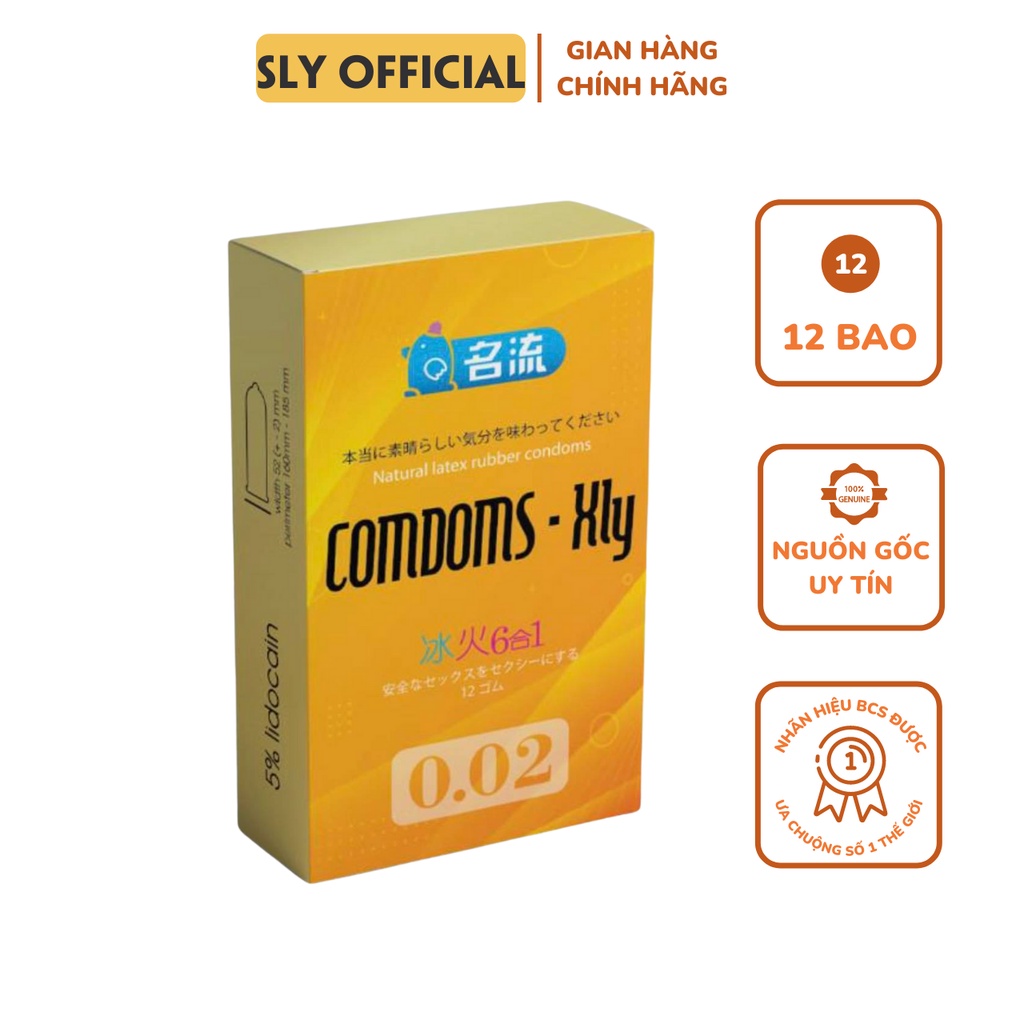 Bao cao su Nhật COMDOMS - XLY, siêu mỏng vượt trội 0.02mm, kéo dài thời gian Hộp 12 bao - CHÍNH HÃNG