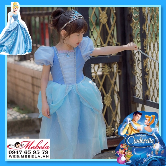 Váy đầm công chúa Lọ Lem - Cinderella cho bé 15-33kg có clip shop tự quay