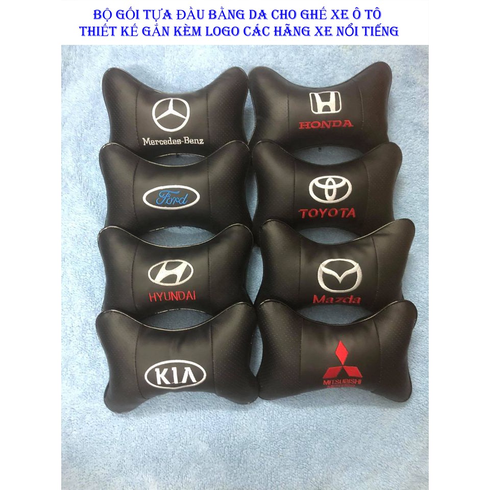 Gối tựa đầu bằng da cho ghế xe ô tô có gắn logo của các hãng xe | BigBuy360 - bigbuy360.vn