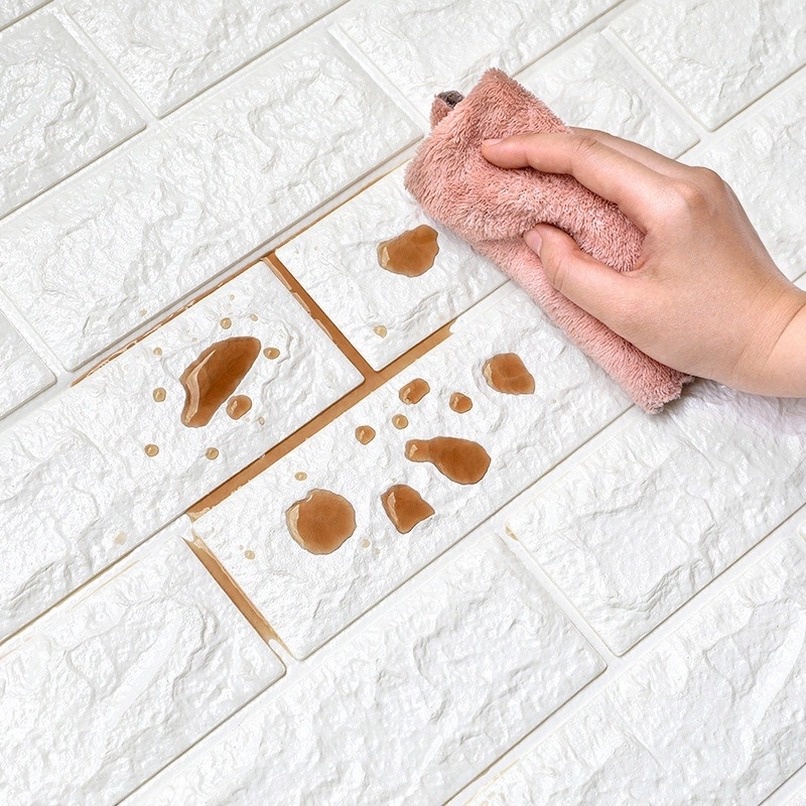 Giấy Dán Tường Bằng Xốp Họa Tiết Gạch 3D Chống Thấm Nước Trang Trí Phòng Khách / Phòng Ngủ