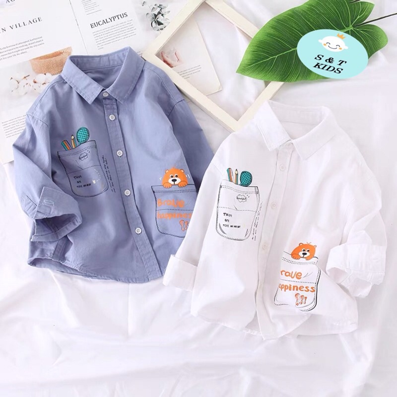 (jean baby ) Áo sơ mi dài tay vải hàn cho bé trai (13-25 kg)p