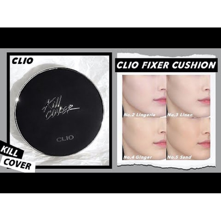 Phấn Nước Kiềm Dầu Lâu Trôi CLIO KILL COVER FIXER CUSHION SPF50+ PA+++ 15G (Tặng 1 lõi refill)