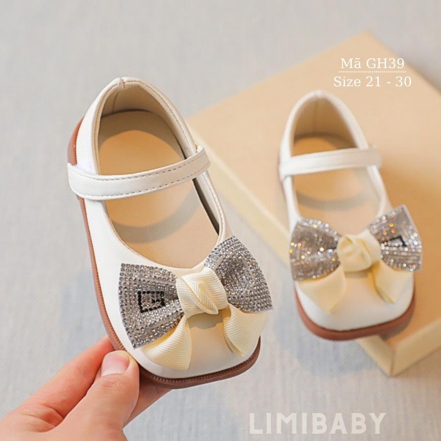Giày sandal bé gái  đi học 1 - 5 tuổi gắn nơ xinh xắn phong cách Hàn Quốc 3 màu hồng đen trắng GH39