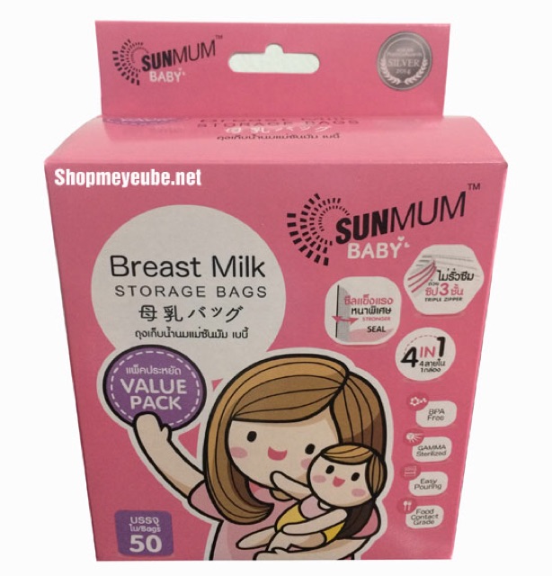 100 túi trữ sữa Sunmum 50c tặng 1 bút ghi chú