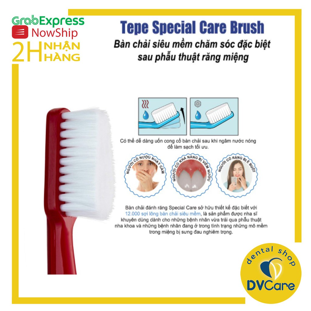 Bàn chải đánh răng siêu mềm, dùng sau phẫu thuật răng miệng Tepe Special Care [dvcareshop]